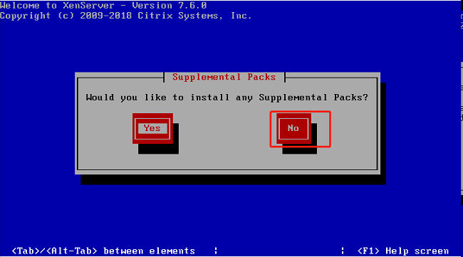 xenserver选择不安装任何增补包